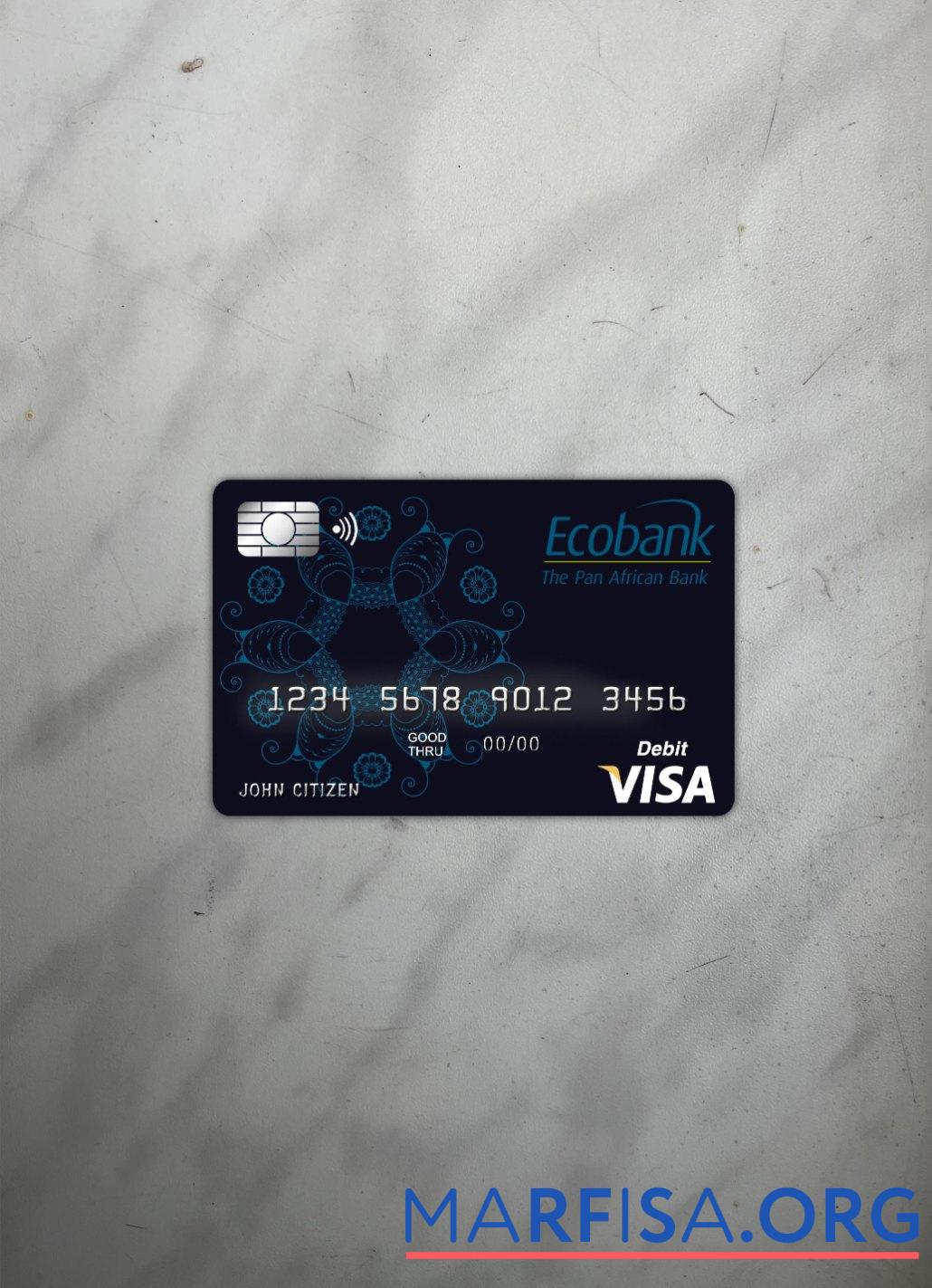 Blank Benin Ecobank visa card photolook front example
